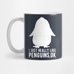 Retro vintage I Just Really Like Penguins OK Animal Lover Mug